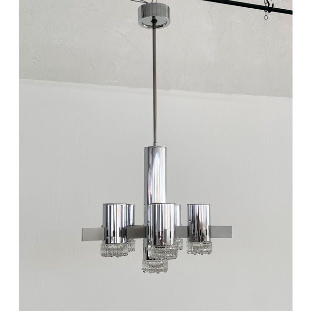 Large Mid-Century Italian Chrome and Glass Sputnik Chandelier attributed to Gaetano Sciolari, 1960s For Sale - Image 10 of 16