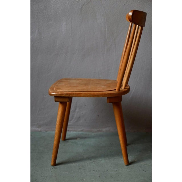 Vintage Wooden Childrens Chair with Slatted Legs and Compass Design, 1960s For Sale - Image 9 of 10