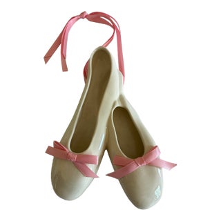 Vintage Ceramic Ballet Slippers Decor, Signed For Sale