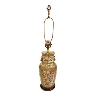 Mid-19th Century Chinese Export Porcelain Rose Medallion Vase Mounted as a Lamp For Sale
