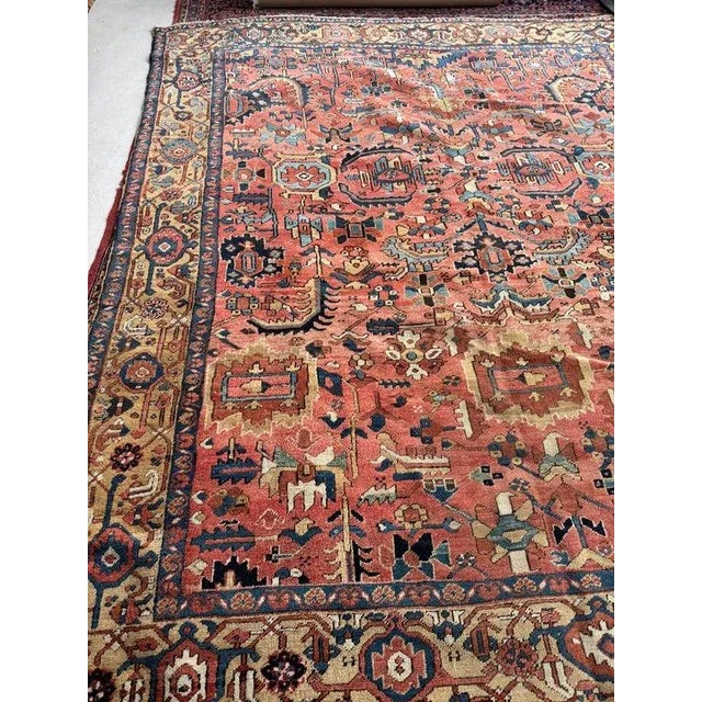 Textile Antique Heriz Village Carpet - 9.4 X 11.4 For Sale - Image 7 of 12