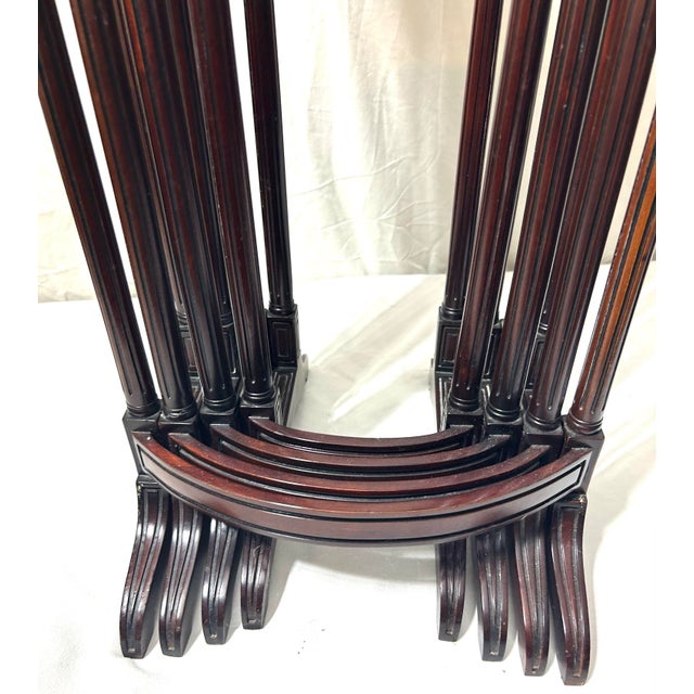 Brown Set of 4 Antique Edwardian Quality Mahogany Nesting Tables For Sale - Image 8 of 12