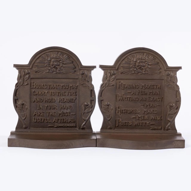 Burnt Umber Early 20th Century Literary Quote Bookends - a Pair For Sale - Image 8 of 8