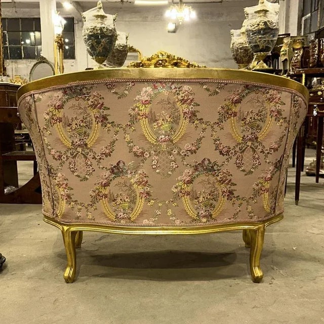 Rococo French Rococo Style Pink Sofa With Gold Details For Sale - Image 3 of 3