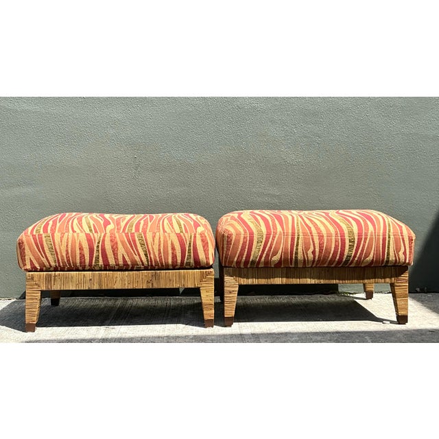 Vintage McGuire Wrapped Rattan Ottomans - A Pair For Sale - Image 12 of 12