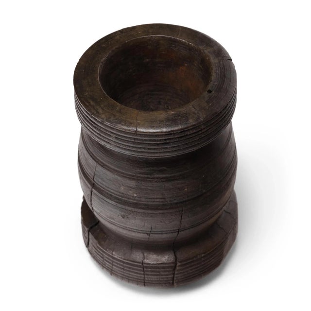 Chinese Chinese Turned Wooden Mortar, c. 1900 For Sale - Image 3 of 4
