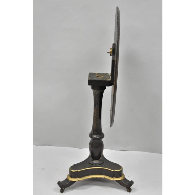 Antique English Victorian Mother of Pearl Inlay Black Lacquer Tilt Top Table For Sale - Image 12 of 18