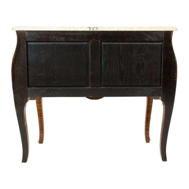 Antique Louis XV Style Wood and Brass Chest of Drawers with Marble Top For Sale - Image 5 of 9