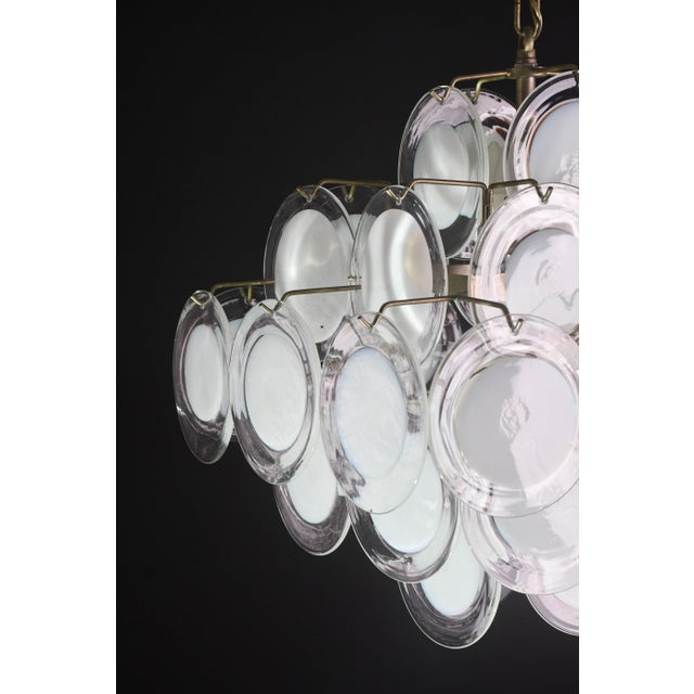 1970s Large 36 Murano Glass White Disch Chandelier by Vistosi For Sale - Image 13 of 13