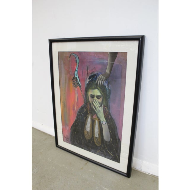 Abstract Vintage Modern Abstract Oil 'Sorrow' Painting of Woman Crying by R. Macleod For Sale - Image 3 of 13