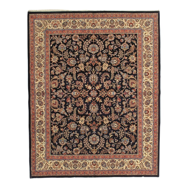 Vintage Hand-Knotted Persian Mashad Rug 7'3" X 9'1" For Sale