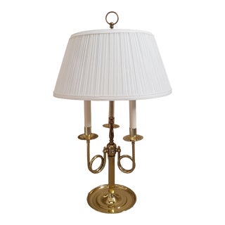 Vintage Brass Bouillotte Lamp Horn Arm Lamp For Sale