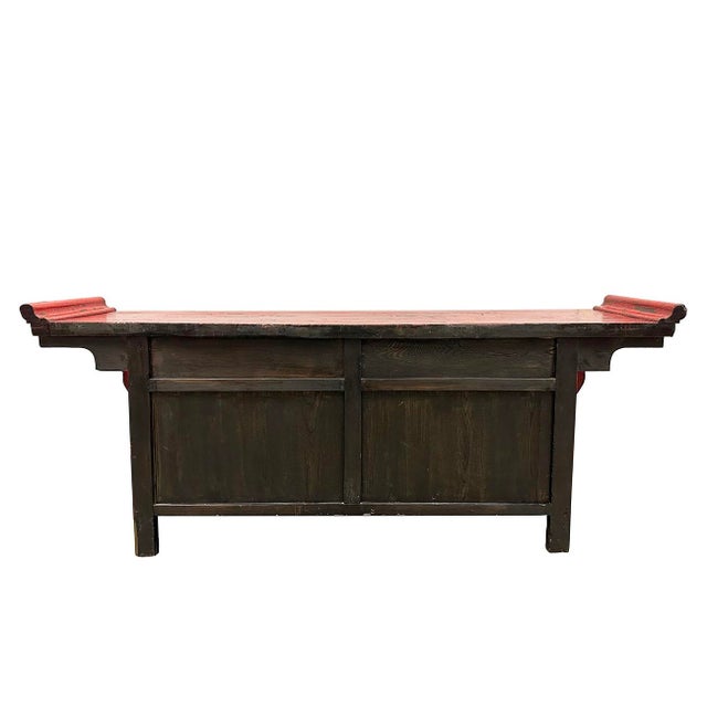 Early 20th Century Chinese Red Lacquered Altar Cabinet, Buffet Table, Sideboard For Sale - Image 14 of 14