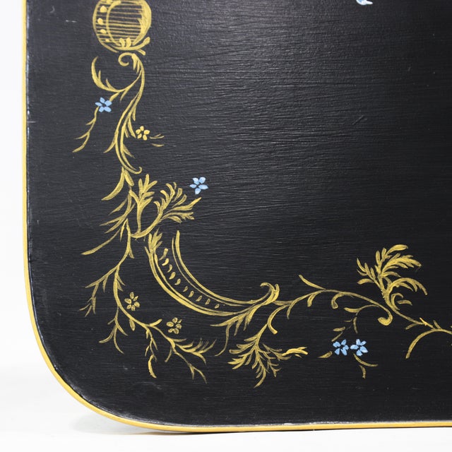 Pair of Vintage Black Lacquer Chinoiserie Side Tables With Gilt Peacock Motif For Sale - Image 13 of 16