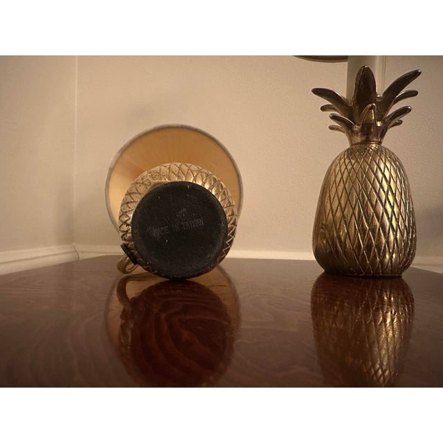 Matching Pair of Vintage Petite Brass Pineapple Lamps For Sale - Image 9 of 9