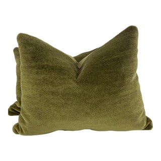 Pierre Frey "Teddy Mohair" in Olive 16"x20" Pillows-A Pair For Sale