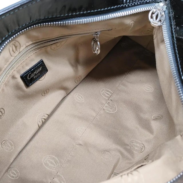 21st Century Perfect Condition Patent Black Leather Hand-Bag by Cartier For Sale - Image 16 of 18