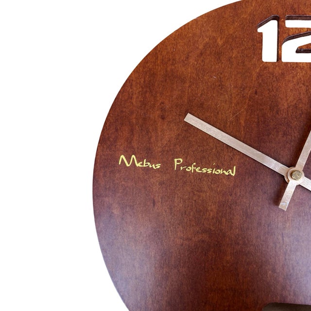 Brown Large Wooden Wall Clock, Mebus, Germany, 1990s. For Sale - Image 8 of 9