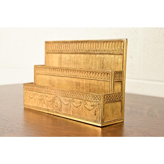 Tiffany Studios New York Adam Pattern Bronze Doré Letter Rack For Sale - Image 15 of 15