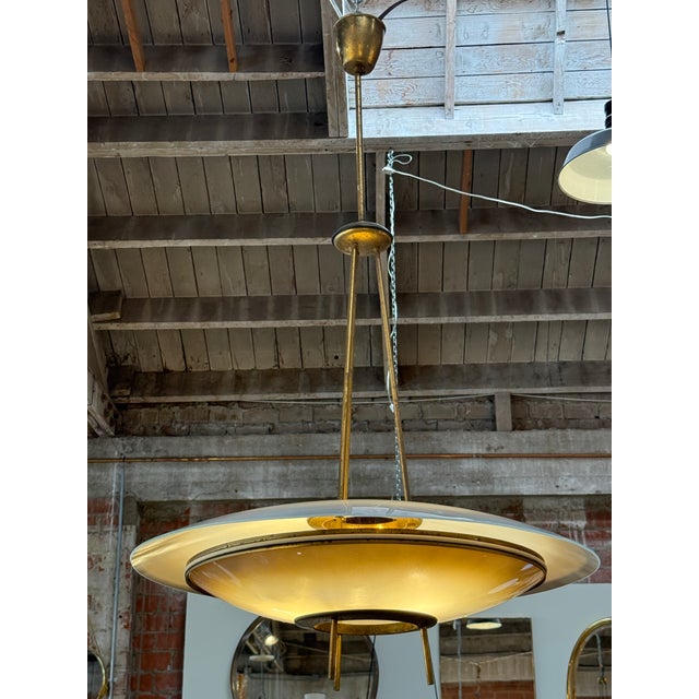 Brass Pietro Chiesa by Fontana Arte Chandelier 1950s For Sale - Image 8 of 11