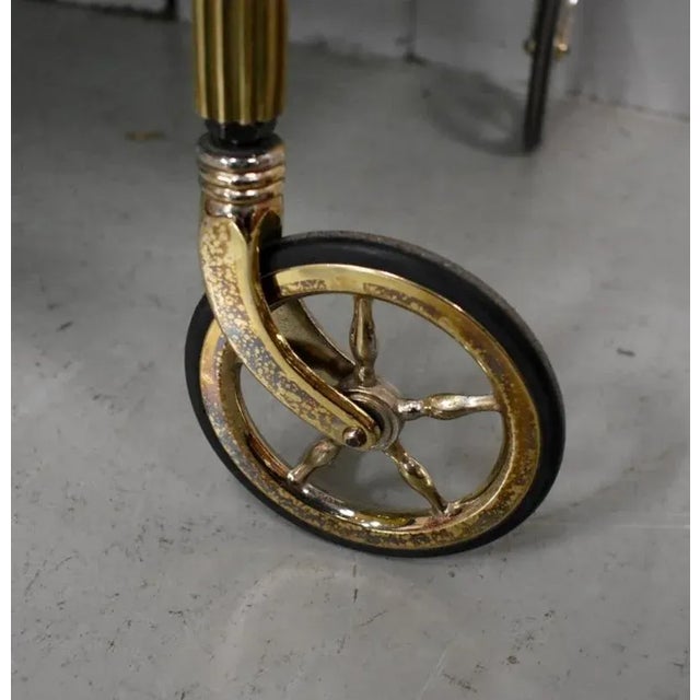 Rolling Brass & Smoked Glass Trolley, 1970s For Sale - Image 14 of 18