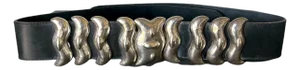Bespoken Leather Belt with Sculptural Sterling Buckles Graziella Laffi