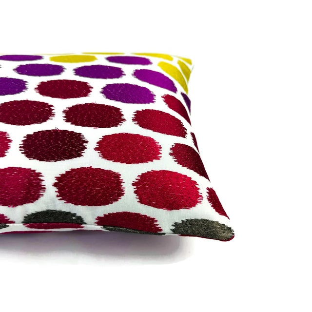 Pierre Frey Pierre Frey Eve in Confetti Lumbar Pillow Cover - 11.5" X 20" - Multi Colored Embroidered Dots Rectangle Cushion Case For Sale - Image 4 of 5
