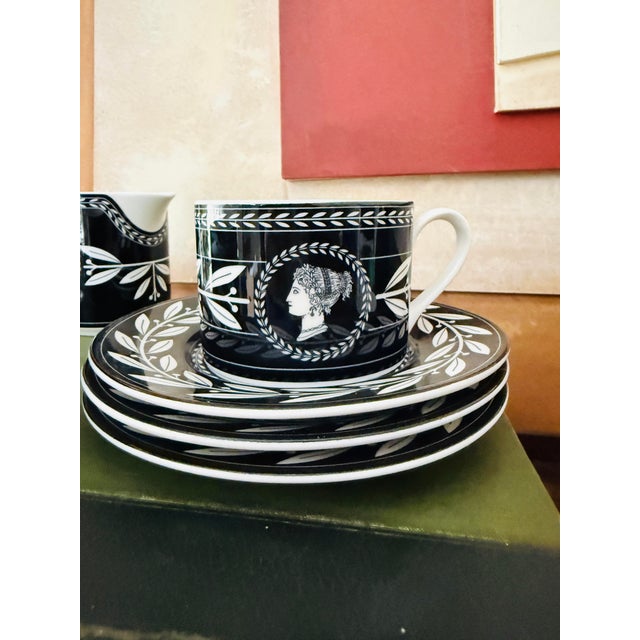 Ceramic Vintage Casual Victoria and Beale Olympia Black Coffee and Tea Set Nine Piece Collection For Sale - Image 7 of 12