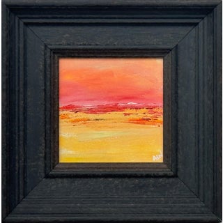 Small Square Abstract Canvas Art Study with Red & Yellow by Contemporary Artist 2025 For Sale