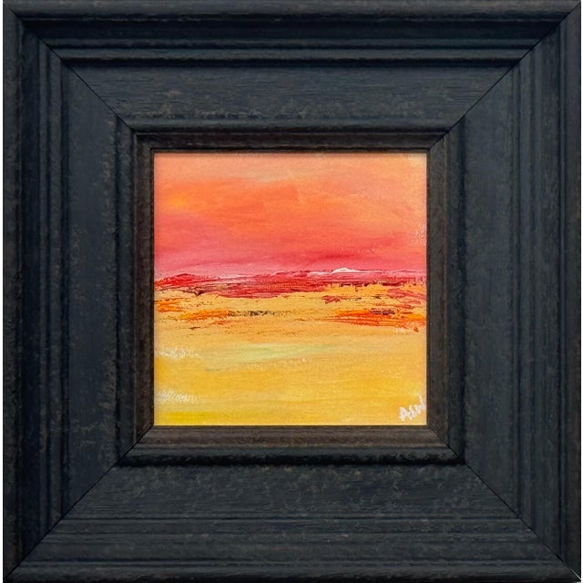 Small Square Abstract Canvas Art Study with Red & Yellow by Contemporary Artist 2025 For Sale