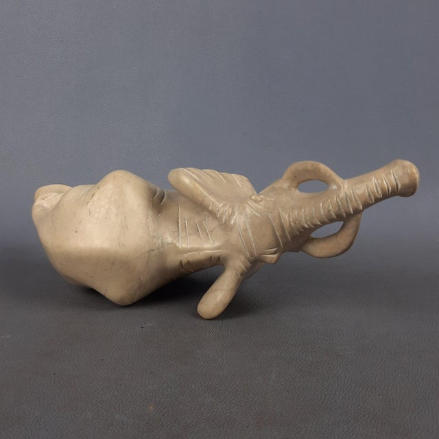 Vintage Elephant Sculpture in Beige Stone, 1970s For Sale - Image 11 of 15