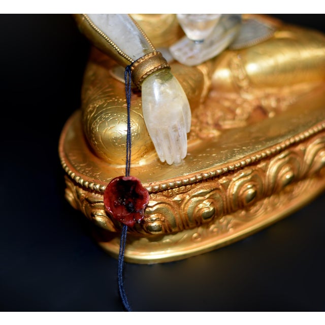 Late 20th Century Natural Rock Crystal Gilt Bronze Buddha Nepal Authenticity Seal For Sale In Los Angeles - Image 6 of 18