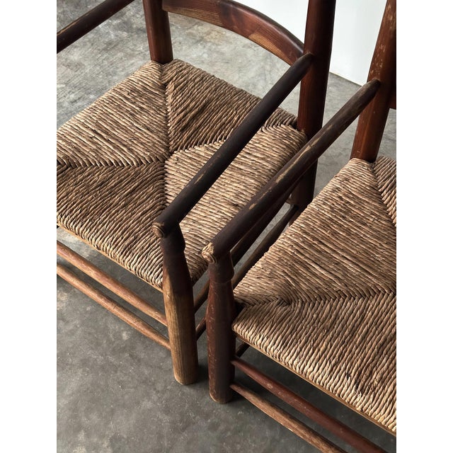 Wood Rustic Pine Hearth Armchairs, France, Mid-20th Century — Set of Four For Sale - Image 7 of 18