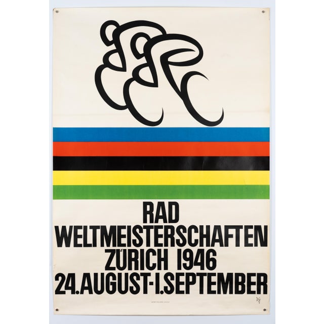 Modern Cycling World Championship Zurich Lithograph Poster by Axel Walter Diggelmann, 1946 For Sale - Image 3 of 11