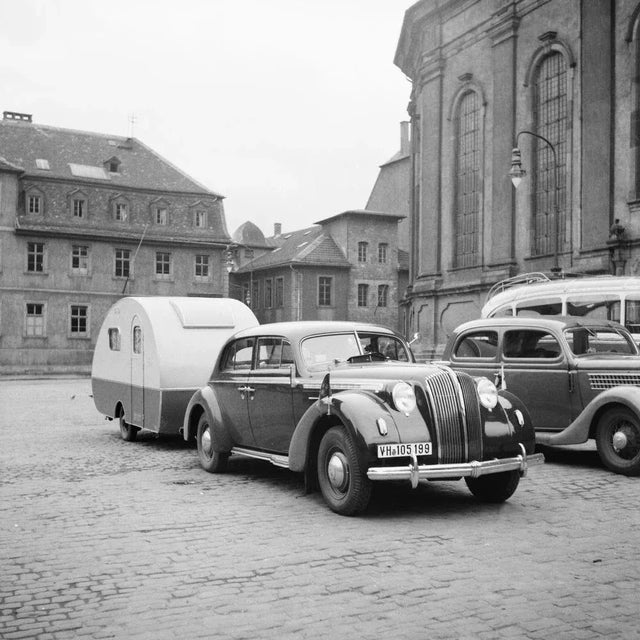 1930s Car, Trailer at Heiligeistkriche Church Heidelberg, Germany 1938, Printed 2021 For Sale - Image 5 of 5