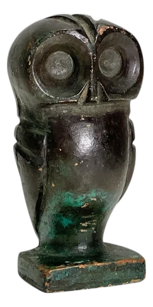 Bronze-Patinated Owl Sculpture or Paperweight, 1930s-1940s