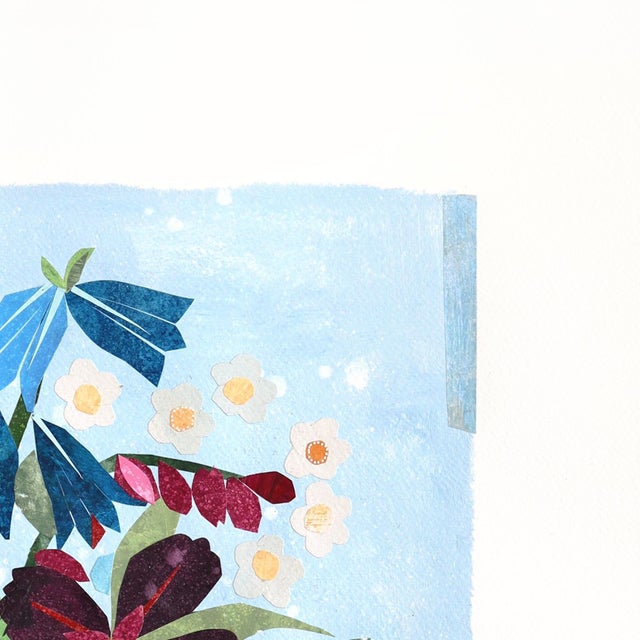 Western Bouquet - Original Blue Floral Boot Collage Mixed Media Work on Paper by Maria C Bernhardsson For Sale - Image 4 of 7