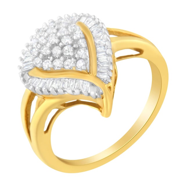 Haus of Brilliance 10K Yellow Gold Diamond Cluster Ring (1/2 Cttw, I-J Color, I1-I2 Clarity) - Size 7 For Sale - Image 4 of 7
