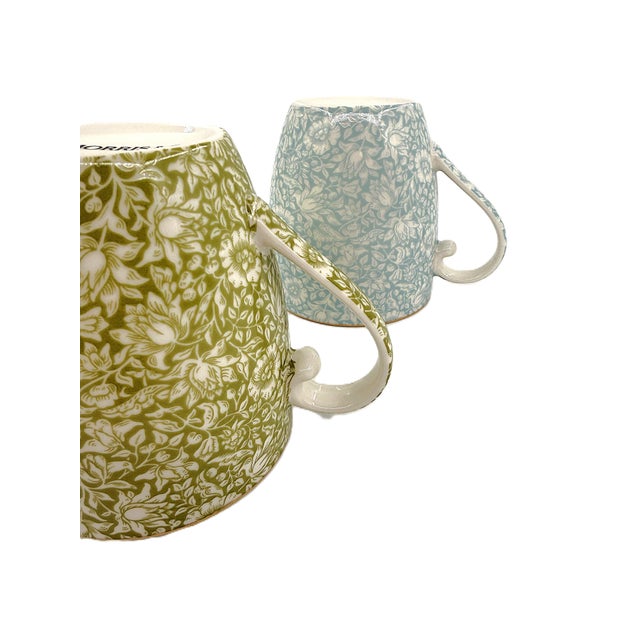 2020s Morris & Co Porcelain Mugs With Blue & Green Classical Floral Vine Motif by William Morris - Set of 4 For Sale - Image 5 of 8