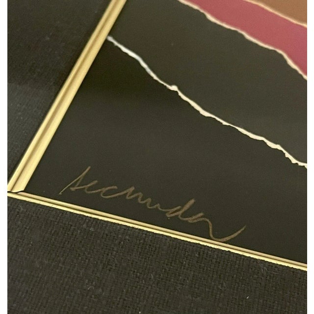 Traditional Arthur Secunda 1980s Torn Paper Collage Mixed Media Art, Framed in Custom Plexiglass For Sale - Image 3 of 10