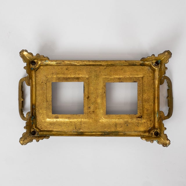 Late 20th Century Antique French Double Inkwell Desk Set With Original Glass Inserts For Sale - Image 5 of 11