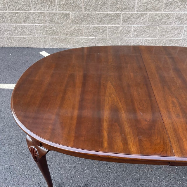 Stickley Queen Anne Shell Carved Cherry 98" Dining Table | Chairish