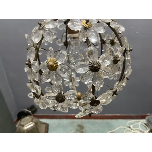 Crystal Flower Ball Light Pendant from Maison Baguès, 1940s For Sale - Image 3 of 13