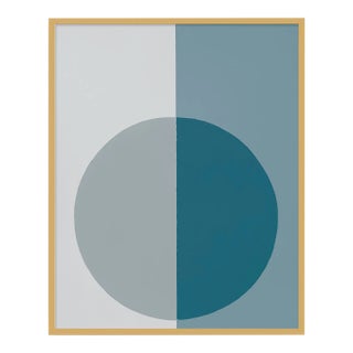 Modern Blue-Grey Forever by Stephanie Henderson in Gold Frame, Medium Art Print For Sale