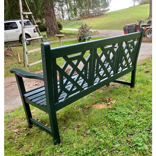 Vintage Chippendale Wooden Garden Bench | Chairish