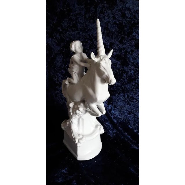 Vintage German Art Deco Unicorn Rider Sculpture by Ens Volksstedt Rudolstadt, 1920s, in Very Good conditions. Designed...