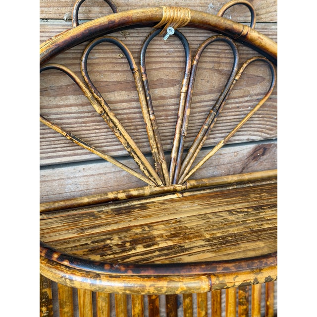 Brown Vintage Boho Coastal Burnt Bamboo Two Tiered Sculptural Wall Shelves For Sale - Image 8 of 12