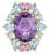 Nina Zhou Margeret Amethyst Aquamarine Pink Sapphire Cocktail Ring in 14k Yellow Gold, size 6.5 For Sale