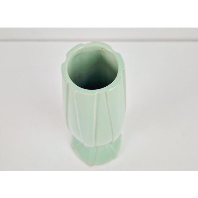 Art Deco Ceramic Pastel Green Vase by C. K., 1930s For Sale - Image 3 of 8