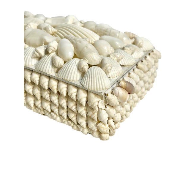 White Vintage Folk Art White Shell Box For Sale - Image 8 of 14